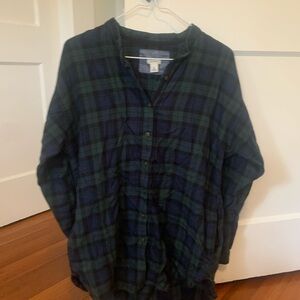 L.L. Bean Green and Blue Plaid Button Down Shirt